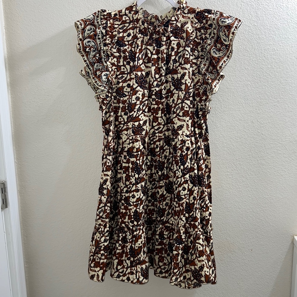 House of Harlow 1960 by Nicole Richie Tiered Batik Ruffle Sleeve Dress sz XL